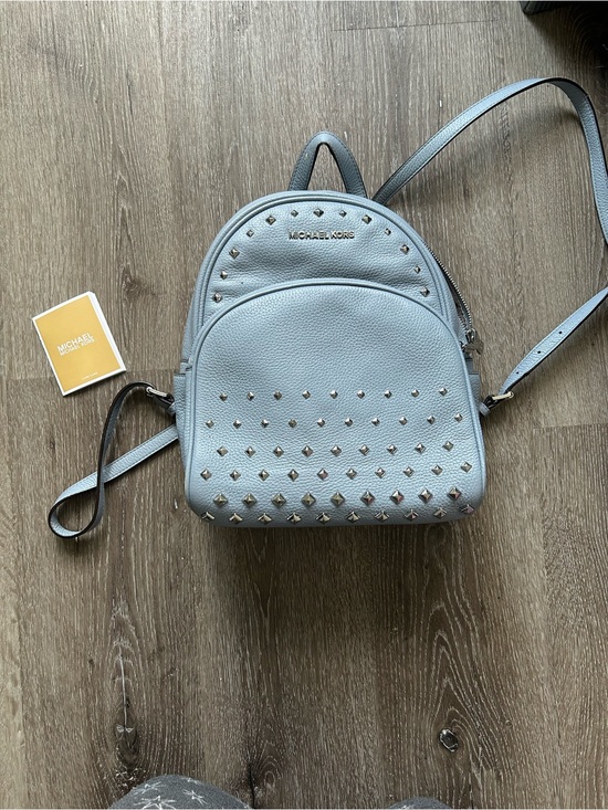 Michael Kors Light Blue Pebbled Leather Studded Mini Backpack main image 4